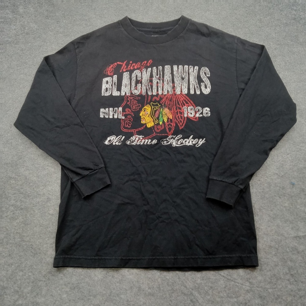 Chicago Blackhawks Shirt Mens Medium NHL Hockey Long Sleeve Old‎ Time Hockey